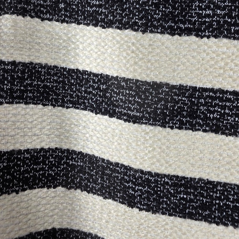 Talbot Woven Striped Blazer Jacket Women's Black Cream Button Front Collarless - Picture 5 of 6